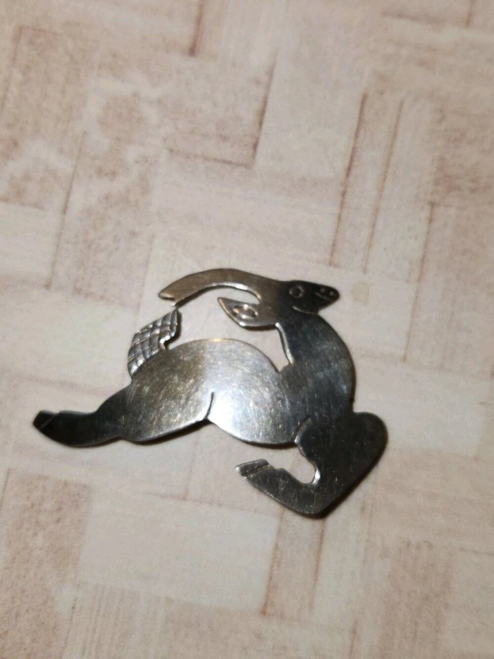 Leaping Gazelle .925 silver brooch pin jewelry 7.8gram weight